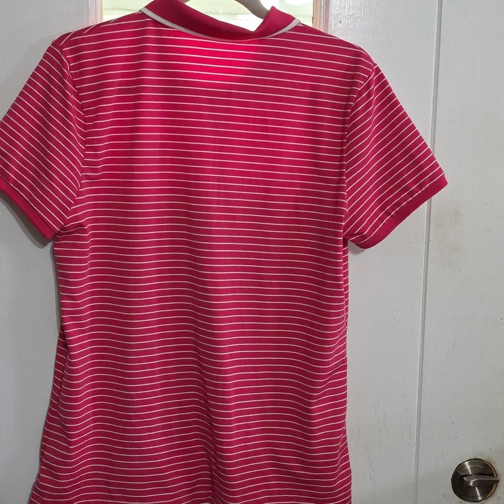 Ralph Lauren Womens Athletic Golf Shirt Collar Snaps Pink/White 